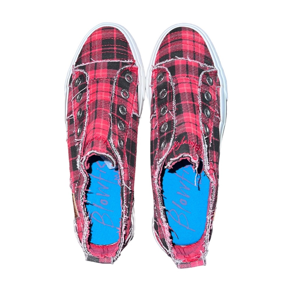 💥6 HR Temp Price Drop💥 Blowfish Malibu Red Grand Canyon Plaid Slip On Sneakers - Picture 7 of 16